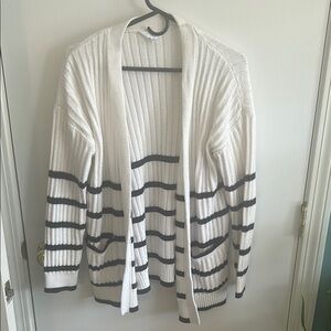 Striped White and Blue Women's Cardigan